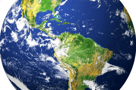 World map with focus on South America, symbolizing global education and innovation.