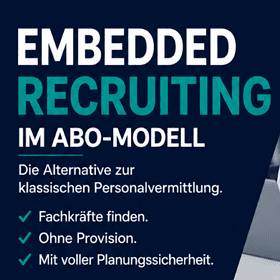 Embedded Recruiting on a Subscription Basis: Advertising Banner Featuring a Consulting Scene