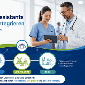 Arzt und Physician Assistant mit Tablet im Krankenhaus